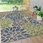 Modern Floral Textured Weave Indoor Outdoor Area Rug Bohemian Coastal For Bedroom Backyard 8X10