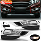 For 15-16 Honda CRV CR-V Fog Lights Lamps+ Chrome Bezel+Switch/Wiring Kit