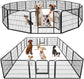 16 Panels Metal Dog Playpen Fence 24" with Doors for RV, Camping, Yard