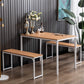 3 Pcs Home Dining Table, Kitchen Table Set w/ 2 Benches Chair