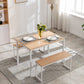 3 Pcs Home Dining Table, Kitchen Table Set w/ 2 Benches Chair