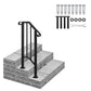 Handrail for Outdoor Steps, Black Iron Matte 1/2/3 Steps Handrails Stair Rail with Installation Kit (1 or 2 Steps)