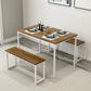 3 Pcs Home Dining Table, Kitchen Table Set w/ 2 Benches Chair