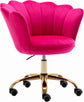 Modern Upholstered Pink Velvet Seashell Back Adjustable Swivel Vanity Desk Chair