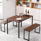 3 Pcs Home Dining Table, Kitchen Table Set w/ 2 Benches Chair