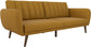 NEW Futon, Convertible Sofa & Couch Upholstery and Wooden Legs, Mustard Linen