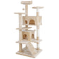 53" Cat Tree Multi-Levels Condos Scratching Post Tower Play House, Beige