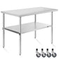 Stainless Steel Work & Prep Table w/ Casters, NSF Commercial Restaurant Kitchen 24&