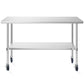 Stainless Steel Work & Prep Table w/ Casters, NSF Commercial Restaurant Kitchen 24&