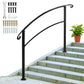 Iron Handrail for 5 Steps Stair Railing Hand Rail Kit Fit Black Outdoor Deck