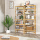 2 Pcs NEW 6-Tier Bamboo Adjustable 63.4” Tall Bookcase Book Shelf Organizer, Free Standing