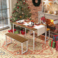 3 Pcs Home Dining Table, Kitchen Table Set w/ 2 Benches Chair