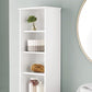 Freestanding Storage Cabinet with Three Tier Shelves Tall Slim Cabinet White