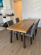 Acacia Wood Dining Table, Natural Stained with Rustic Metal