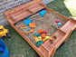 Foldable Kids Large Wooden Sandbox for Backyard Outdoor Play w/Cedar Wood