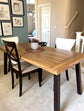 Acacia Wood Dining Table, Natural Stained with Rustic Metal