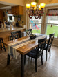 Acacia Wood Dining Table, Natural Stained with Rustic Metal