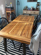 Acacia Wood Dining Table, Natural Stained with Rustic Metal