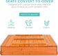 Foldable Kids Large Wooden Sandbox for Backyard Outdoor Play w/Cedar Wood