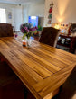 Acacia Wood Dining Table, Natural Stained with Rustic Metal