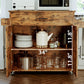 Kitchen Island Table on Wheels with Drop Leaf, Storage Cabinet and Drawer