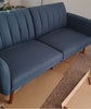 NEW! Sofa Futon Premium Linen Upholstery and Wooden Legs, Blue Linen