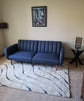 NEW! Sofa Futon Premium Linen Upholstery and Wooden Legs, Blue Linen