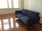 NEW! Sofa Futon Premium Linen Upholstery and Wooden Legs, Blue Linen