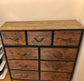 9 Drawers Fabric Dresser for Bedroom, Storage Tower, Rustic Brown Wood Top