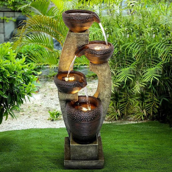 40” H Modern Outdoor Fountain - 4 Crocks Outdoor Garden Fountains with Contemporary