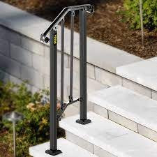 2 Steps Handrails for Outdoor Black Hand Rails Transitional