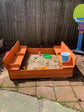 Foldable Kids Large Wooden Sandbox for Backyard Outdoor Play w/Cedar Wood