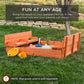 Foldable Kids Large Wooden Sandbox for Backyard Outdoor Play w/Cedar Wood