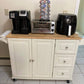 Breakfast Bar White Mobile Kitchen Island Cart with Wood Drop Leaf