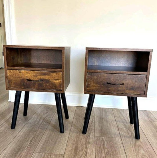 Set of 2 Wooden Nightstand End Table Sofa