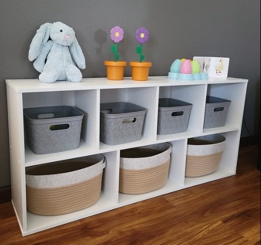 Book Storage Organizer 7-Cube, White