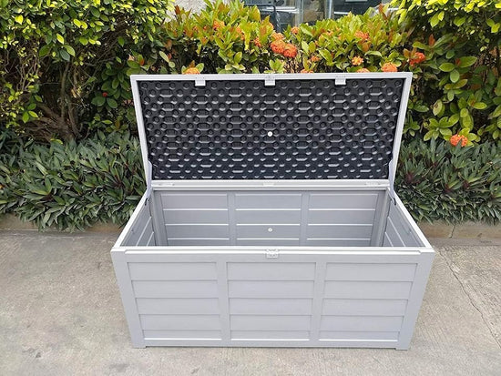 Deck Box Storage Shed Bin Backyard Patio Outdoor with Wheel