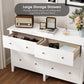 New 6 Drawer Double White Dresser for Bedroom, Modern Wood Dresser Storage Cabinet