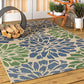 Modern Floral Textured Weave Indoor Outdoor Area Rug Bohemian Coastal For Bedroom Backyard 8X10