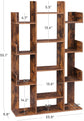 Bookshelf Tree-Shaped with 13 Storages Rustic Bookcase Brown