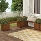 Wooden Planter Bench, Natural Wood, Water Resistant, 2 Planters, 1 Bench