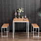 3 Pcs Home Dining Table, Kitchen Table Set w/ 2 Benches Chair