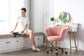 Modern Upholstered Pink Velvet Seashell Back Adjustable Swivel Vanity Desk Chair