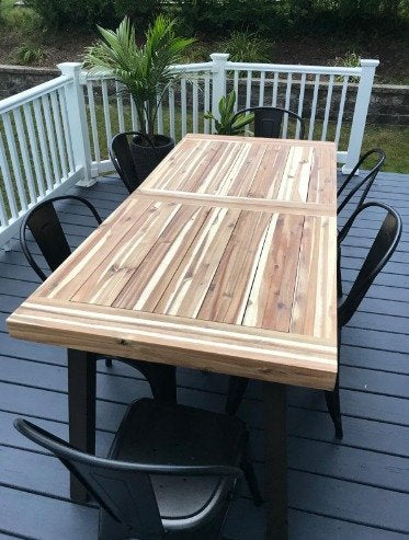 New Dining Table 6-Person Indoor Outdoor Acacia Wood Dining Table