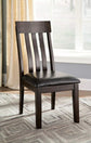 2 Pcs New Faux Leather Cushioned Rake Back Dining Chair, Dark Brown