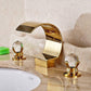 Widespread Waterfall Bathroom Sink Faucet 2 Handle 3Hole Basin Mixer Tap