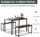 3 Pcs Home Dining Table, Kitchen Table Set w/ 2 Benches Chair