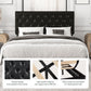 Bed Frame with Adjustable Headboard, Diamond Button Tufted Style, Black