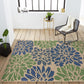 Modern Floral Textured Weave Indoor Outdoor Area Rug Bohemian Coastal For Bedroom Backyard 8X10