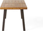 Acacia Wood Dining Table, Natural Stained with Rustic Metal